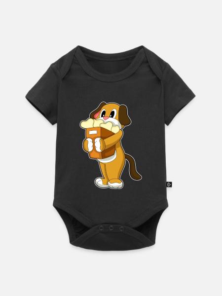 Hund Knochen - Baby Premium Kurzarmbody - Schwarz