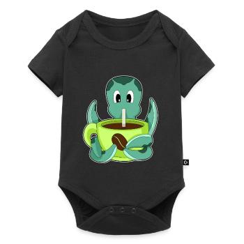 Tasse de café pieuvre - Body à manches courtes Premium Bébé - noir - Devant