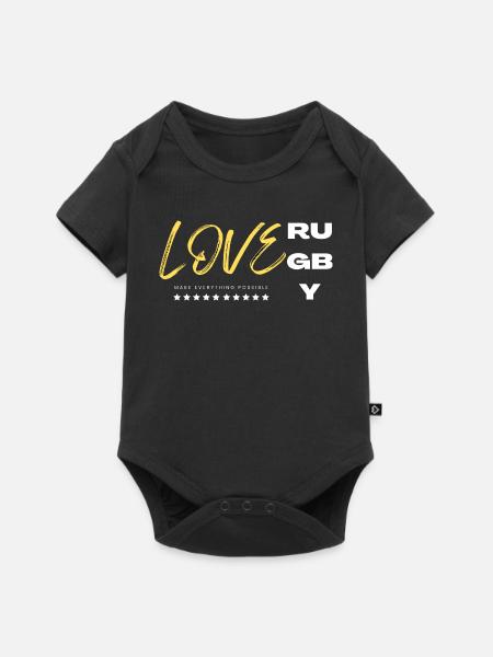 Love rugby yellow - Body à manches courtes Premium Bébé - noir