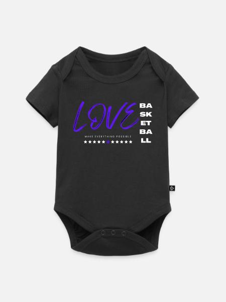 Ich liebe Basketball blau - Baby Premium Kurzarmbody - Schwarz