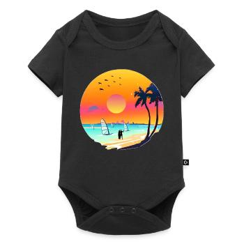 Summer Sunset Beach Watercolor - Baby Premium short-sleeve bodysuit - black - Front