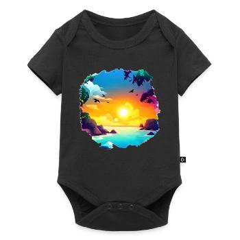 Summer Sunset Beach Watercolor - Baby Premium short-sleeve bodysuit - black - Front