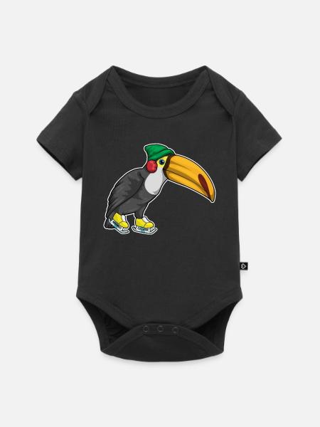 Tukan Eislaufen Schlittschuhe - Baby Premium Kurzarmbody - Schwarz
