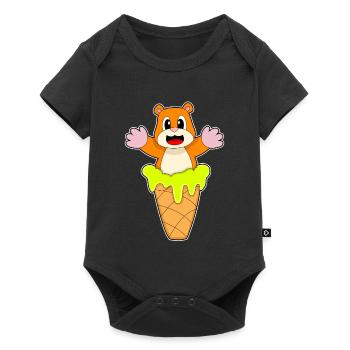 Hamster Waffeleis - Baby Premium Kurzarmbody - Schwarz - Vorne