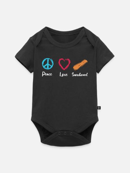 Frieden Liebe Snowboard - Baby Premium Kurzarmbody - Schwarz