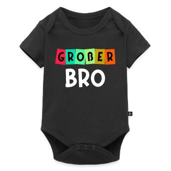Geschwister Großer Bruder Spruch Bruderherz - Baby Premium Kurzarmbody - Schwarz - Vorne