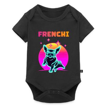 Synthwave Frenchie Bulldog Dog Lover Frenchie - Body à manches courtes Premium Bébé - noir - Devant