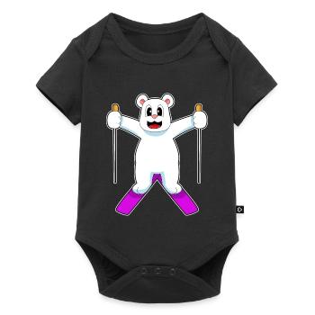 Eisbär Skifahrer Ski Wintersport - Baby Premium Kurzarmbody - Schwarz - Vorne
