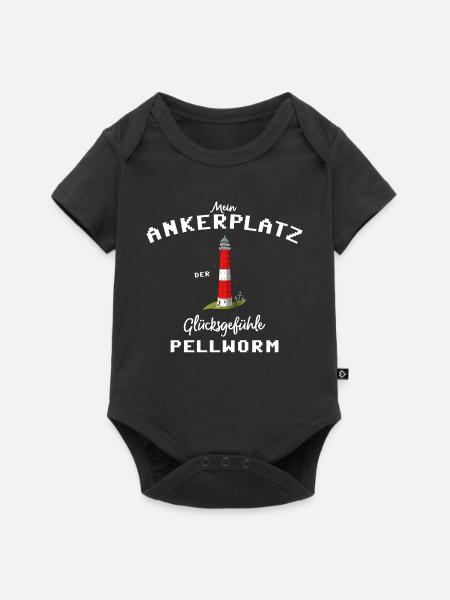Pellworm , Ankerplatz der Glücksgefühle - Baby Premium Kurzarmbody - Schwarz