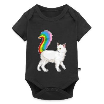 Katze Regenbogen - Baby Premium Kurzarmbody - Schwarz - Vorne