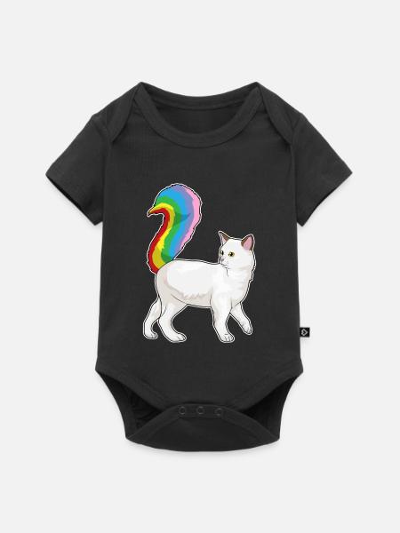 Katze Regenbogen - Baby Premium Kurzarmbody - Schwarz