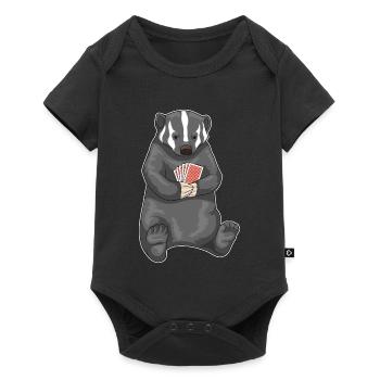 Dachs Poker Pokerkarten - Baby Premium Kurzarmbody - Schwarz - Vorne