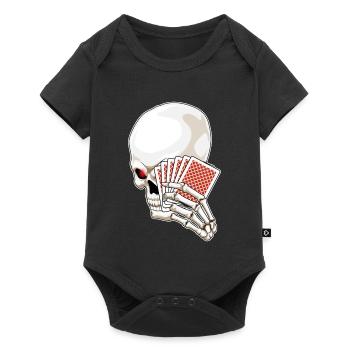 Totenkopf Poker Pokerkarten - Baby Premium Kurzarmbody - Schwarz - Vorne