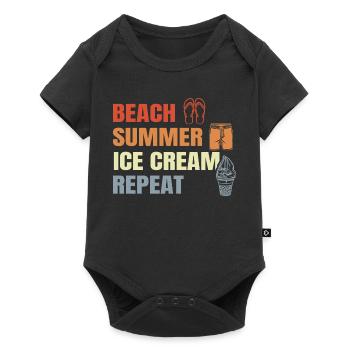 Vintage Eiscreme Spruch - Baby Premium Kurzarmbody - Schwarz - Vorne