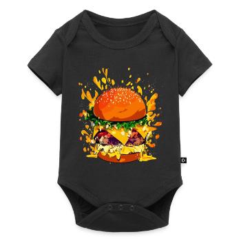 Extravagant cheeseburger with cheese splatter - Baby Premium short-sleeve bodysuit - black - Front