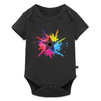 Black star and multicolored explosion - Baby Premium short-sleeve bodysuit - black - Front