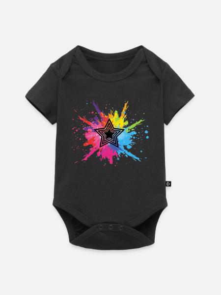 Schwarzer Stern und mehrfarbige Explosion - Baby Premium Kurzarmbody - Schwarz