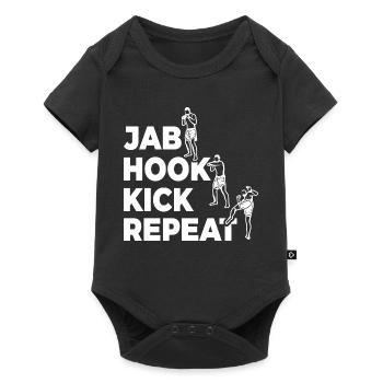 Jab Hook Kick Wiederholen - Baby Premium Kurzarmbody - Schwarz - Vorne