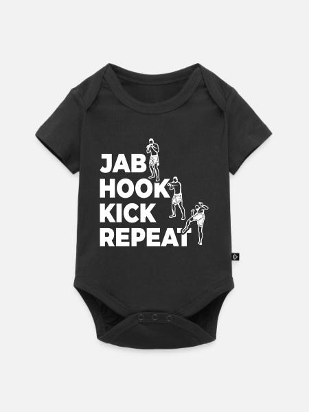 Jab Hook Kick Wiederholen - Baby Premium Kurzarmbody - Schwarz