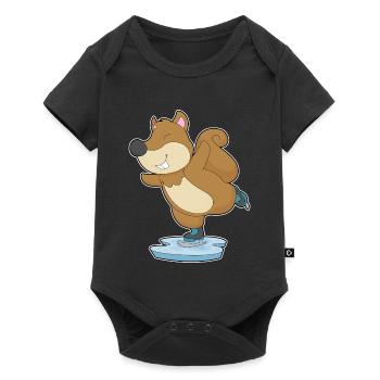 Écureuils patinage sur glace patins à glace - Body à manches courtes Premium Bébé - noir - Devant