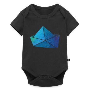 Papierboot Meeresgrund Boot Schiff Meer Kinder - Baby Premium Kurzarmbody - Schwarz - Vorne