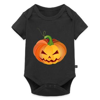 orange halloween pumpkin face - Baby Premium short-sleeve bodysuit - black - Front