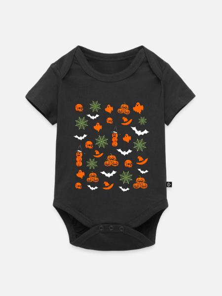Halloween-Muster - Baby Premium Kurzarmbody - Schwarz
