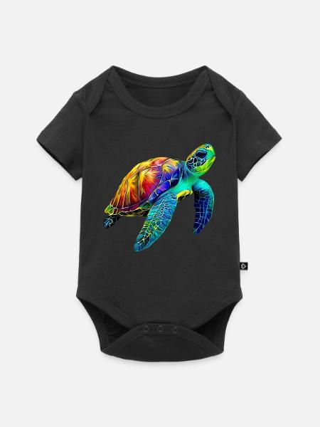 Meeresschildkröte - Baby Premium Kurzarmbody - Schwarz