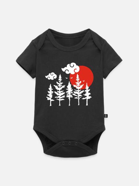 Weiße Bäume und rote Sonne - Baby Premium Kurzarmbody - Schwarz