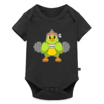 Parrot Bodybuilder Barbell Bodybuilding - Baby Premium short-sleeve bodysuit - black - Front