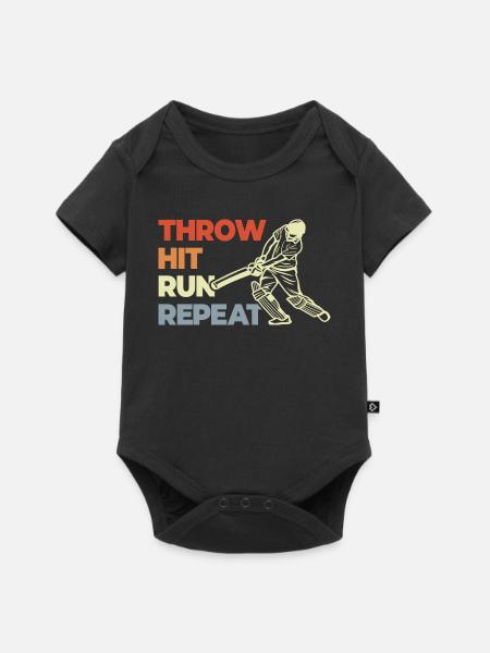 Throw Hit Run Repeat - Baby Premium Kurzarmbody - Schwarz