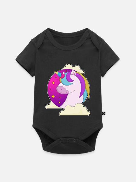 Einhorn Wolken - Baby Premium Kurzarmbody - Schwarz