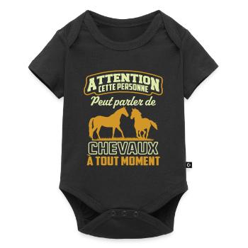 parler de chevaux à tout moment - Body à manches courtes Premium Bébé - noir - Devant