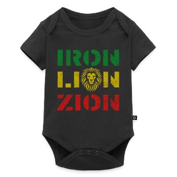 iron lion zion, rasta colours - Baby Premium Kurzarmbody - Schwarz - Vorne