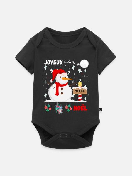 Frohe Weihnachten Schneemann - Baby Premium Kurzarmbody - Schwarz