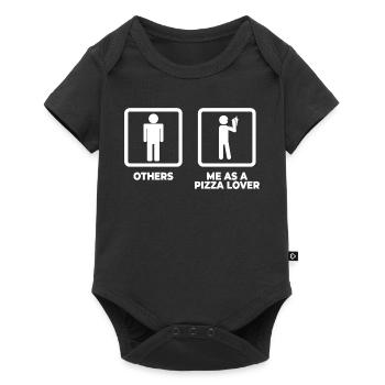 Pizza Lover Stick Figure - Baby Premium short-sleeve bodysuit - black - Front