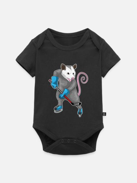 Beutelratte Eishockey Eishockeyschläger - Baby Premium Kurzarmbody - Schwarz