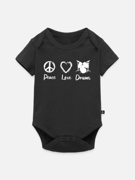 Peace Love Drums - Baby Premium Kurzarmbody - Schwarz