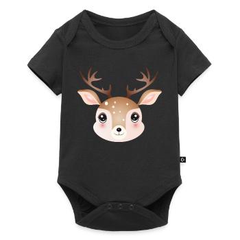 cute deer head in cute comic style - Baby Premium short-sleeve bodysuit - black - Front