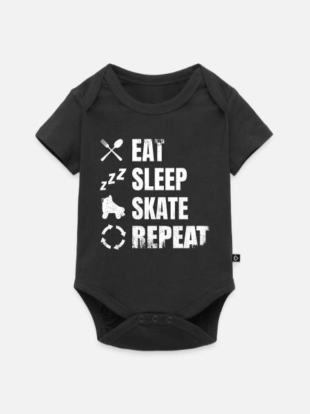 Essen Schlafen Roller Skating - Baby Premium Kurzarmbody - Schwarz