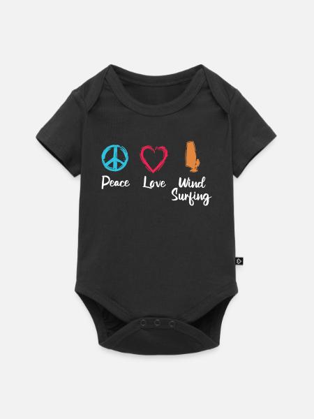 Frieden Liebe Windsurfen - Baby Premium Kurzarmbody - Schwarz