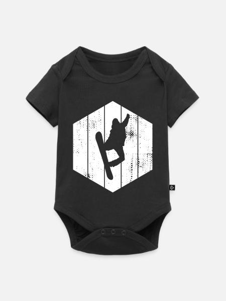 Snowboarder Zeichnung - Baby Premium Kurzarmbody - Schwarz