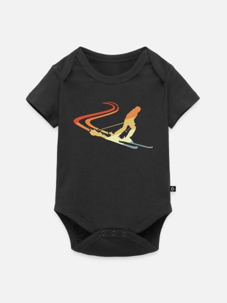 Lustige Skifahrer Zeichnung - Baby Premium Kurzarmbody - Schwarz
