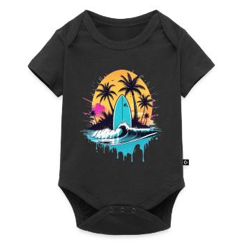 surf plage palmier soleil vacances - Body à manches courtes Premium Bébé - noir - Devant