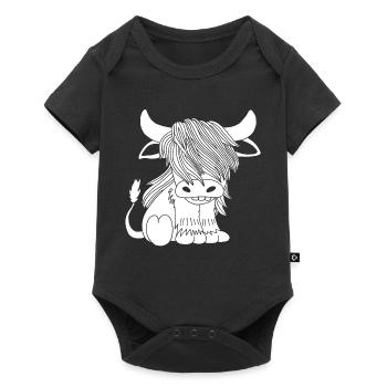 White long-haired cow - Baby Premium short-sleeve bodysuit - black - Front