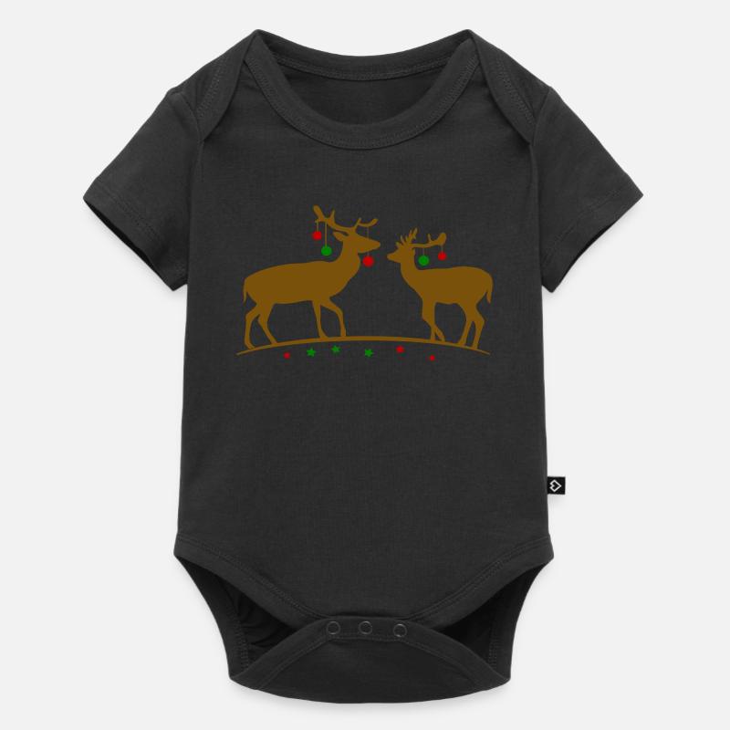 Hirsche mit Weihnachtskugeln - Baby Premium Kurzarmbody - Schwarz
