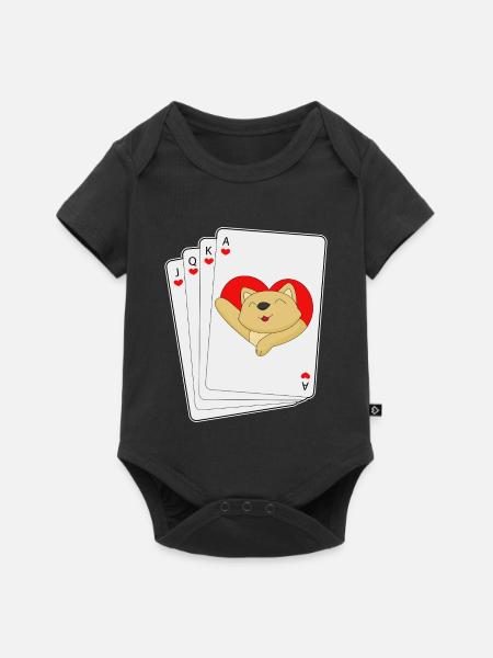 Katze Poker Pokerkarten - Baby Premium Kurzarmbody - Schwarz