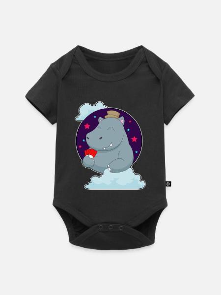 Nilpferd Poker Pokerkarten - Baby Premium Kurzarmbody - Schwarz