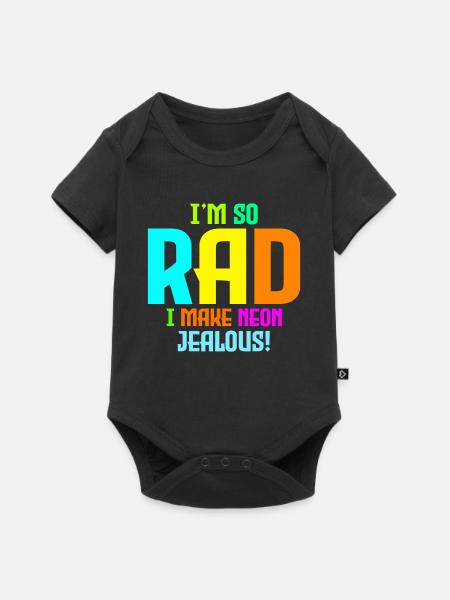 Rad 80er Jahre Neon-inspiriertes Design - Retro-Stil - Baby Premium Kurzarmbody - Schwarz