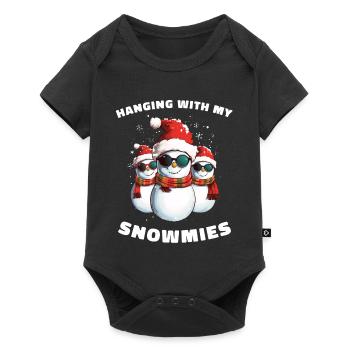 Hanging With My Snowmies Snowman Christmas - Baby Premium short-sleeve bodysuit - black - Front